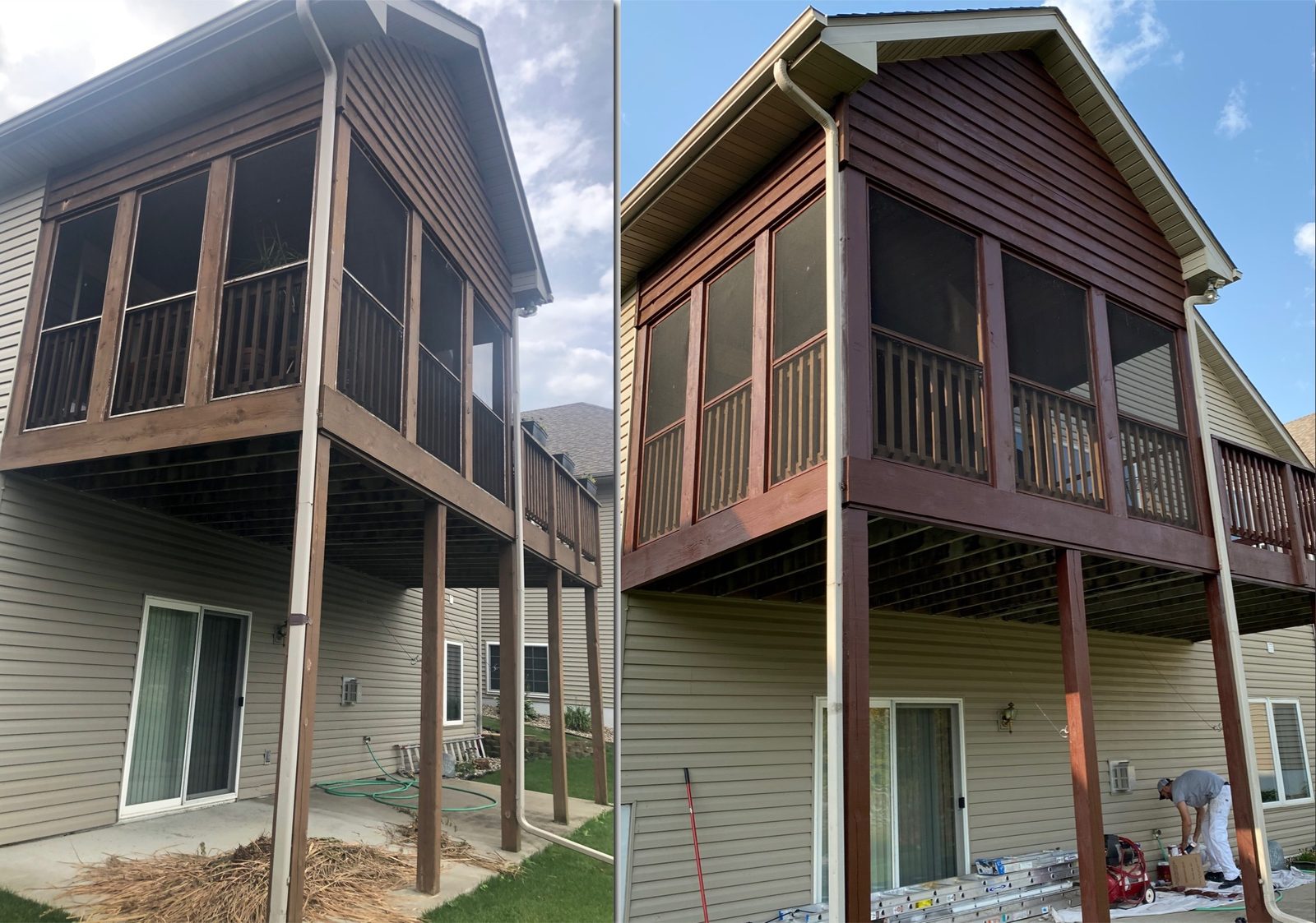 Porch Staining — Before & After