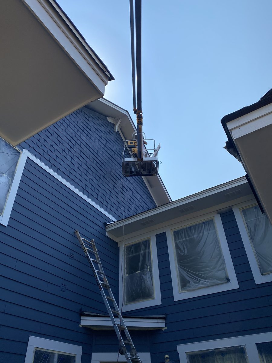 Navy Siding In Progress